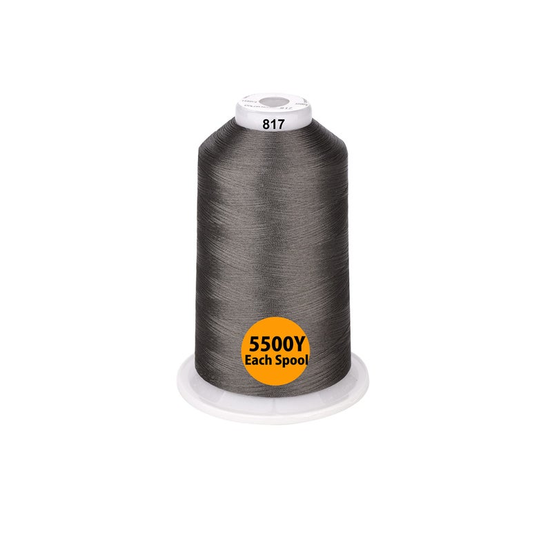 Simthread - 33 Selections - Various Assorted Color Packs of Polyester Gray Embroidery Machine Thread Huge Spool 5500Y for All Purpose Sewing Embroidery Machines - Essential Color 3 - Image 3